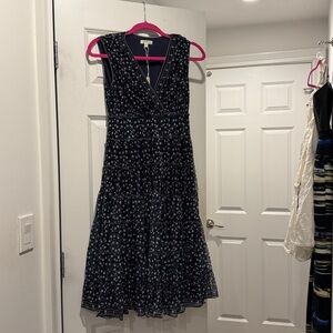 MAC Studio Sleeveless Floral Tiered Midi Dress - Navy